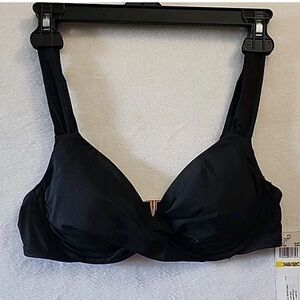 NWT Anne Cole Women's Black Underwire Twist Front Bikini Top Size 34B/32C